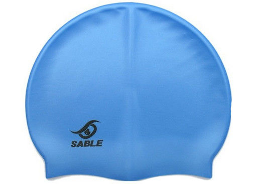 Bonnets de bain bleus pour le silicone d'enfants avec le logo fait sur commande