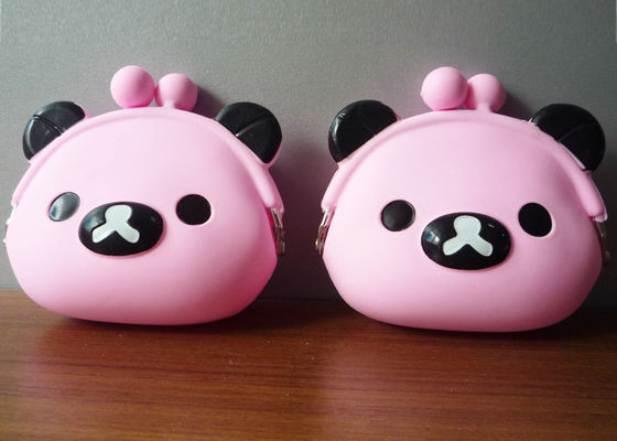 Porte-monnaie rose de silicone d'ours, poche de sac de gel pour les filles 95*92*45
