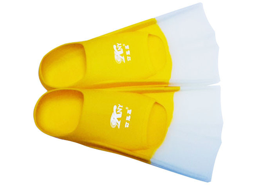 Ailerons de bain blancs jaunes de silicone, logo imprimé par soie de natation de nageoire